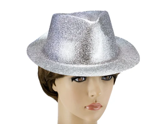 Шляпа детская Мафия блестящая (серебро) купить в интернет магазине подарков ПраздникШоп