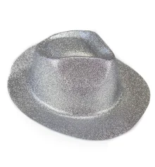 Шляпа детская Мафия блестящая (серебро) купить в интернет магазине подарков ПраздникШоп