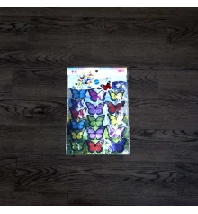 Наклейка 3D Бабочки H-Z-104 с черной окантовкой (уп.18 шт) купить в интернет магазине подарков ПраздникШоп