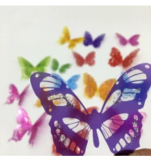 Наклейка 3D Бабочки H-Z-102 разноцветные (уп.18 шт) купить в интернет магазине подарков ПраздникШоп