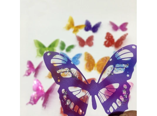 Наклейка 3D Бабочки H-Z-102 разноцветные (уп.18 шт) купить в интернет магазине подарков ПраздникШоп