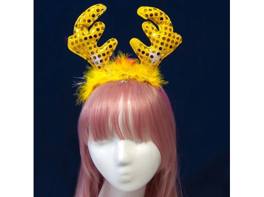 Обруч новогодний Рога Оленя светящиеся (желтый) купить в интернет магазине подарков ПраздникШоп