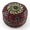 Шкатулка металлическая с кораллами и бирюзой (h-3.2, d-4.7 см)