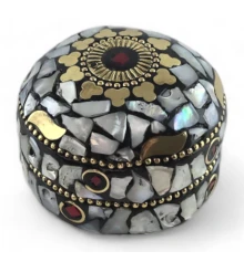 Шкатулка металлическая с перламутром и кораллами (h-3.2 купить в интернет магазине подарков ПраздникШоп