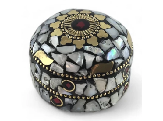 Шкатулка металлическая с перламутром и кораллами (h-3.2 купить в интернет магазине подарков ПраздникШоп