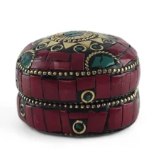 Шкатулка металлическая с кораллами и бирюзой (h-3.2 купить в интернет магазине подарков ПраздникШоп