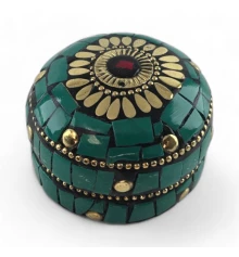 Шкатулка металлическая с бирюзой (h-3.2 купить в интернет магазине подарков ПраздникШоп
