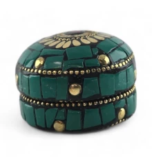 Шкатулка металлическая с бирюзой (h-3.2 купить в интернет магазине подарков ПраздникШоп