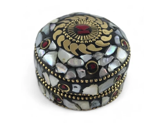 Шкатулка металлическая с перламутром и кораллами (h-3.2 купить в интернет магазине подарков ПраздникШоп