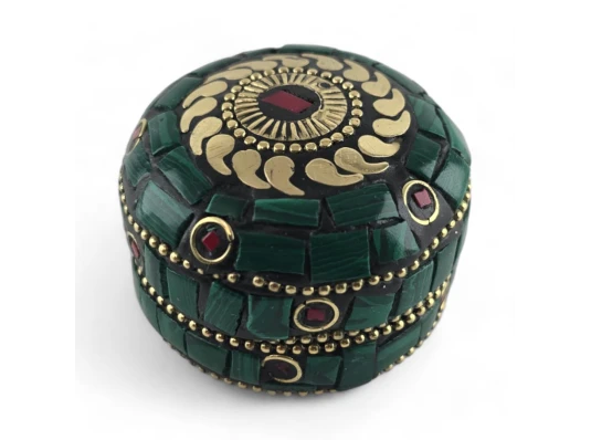 Шкатулка металлическая с кораллами и бирюзой (h-3.2 купить в интернет магазине подарков ПраздникШоп