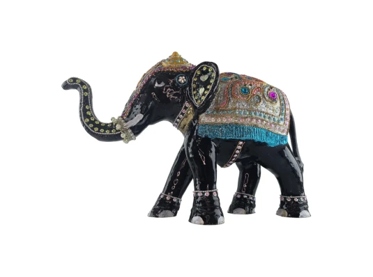 Слон алюминиевый с инкрустацией зеленый (28×44×15 см) купить в интернет магазине подарков ПраздникШоп