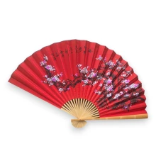 Веер настенный «Сакура на красном фоне» ткань (90×5.8×157 см) купить в интернет магазине подарков ПраздникШоп