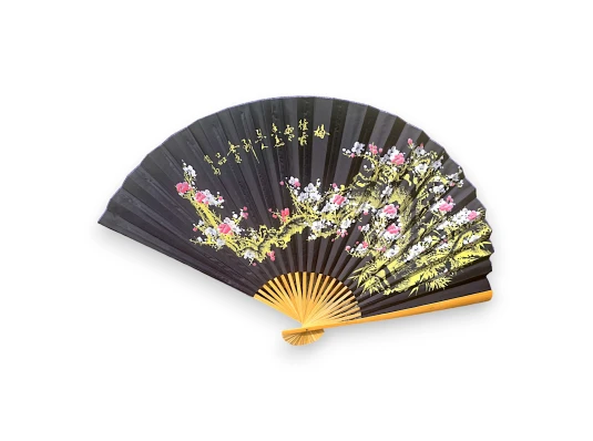 Веер настенный «Сакура на черном фоне» ткань (90×5.8×157 см) купить в интернет магазине подарков ПраздникШоп