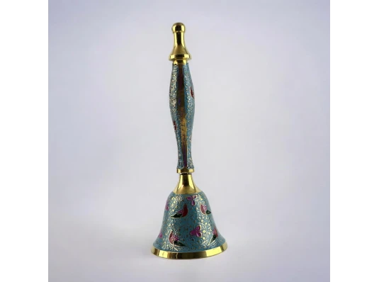 Колокольчик с ручкой с рисунком бронзовый «Птицы на голубом фоне» (21.5×14×7.4 см) купить в интернет магазине подарков ПраздникШоп