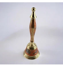 Колокольчик с ручкой с рисунком бронзовый «Птицы на оранжевом фоне» (21.5×14×7.4 см) купить в интернет магазине подарков ПраздникШоп
