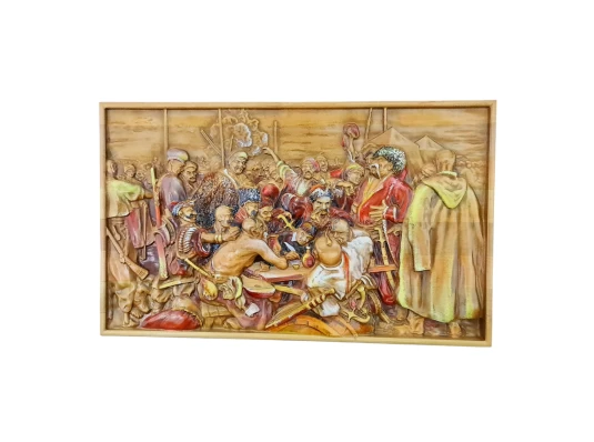 Панно «Козаки пишут письмо турецкому султану» массив дерева купить в интернет магазине подарков ПраздникШоп