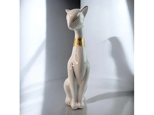 Кошка керамическая белая (27.5×7.5×9 см) купить в интернет магазине подарков ПраздникШоп