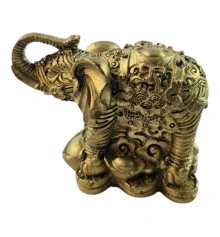 Слон на монетах «Бронзовое богатство» (6×4.5×8 см) купить в интернет магазине подарков ПраздникШоп