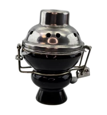 Чашка для кальяна керамическая с металлической крышкой черная (9×5.7 см) купить в интернет магазине подарков ПраздникШоп