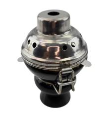 Чашка для кальяна керамическая с металлической крышкой черная (9×5.7 см) купить в интернет магазине подарков ПраздникШоп