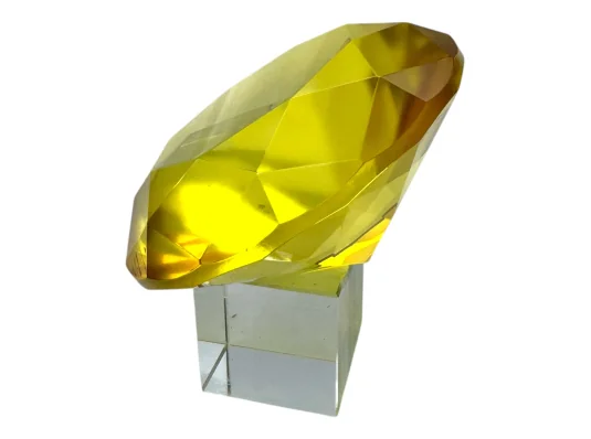 Кристалл хрустальный желтый на подставке (9.8×6 см) купить в интернет магазине подарков ПраздникШоп