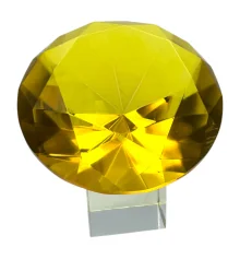 Кристалл хрустальный желтый на подставке (9.8×6 см) купить в интернет магазине подарков ПраздникШоп
