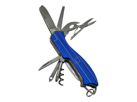 Нож складной с набором инструментов мультитул синий (10 в 1) (9.5 см) купить в интернет магазине подарков ПраздникШоп