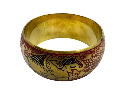 Браслет бронзовый с эмалью и гравировкой «Слоны» красный (d-7.8 купить в интернет магазине подарков ПраздникШоп