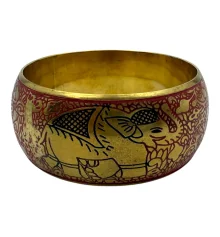 Браслет бронзовый с эмалью и гравировкой «Слоны» красный (d-7.8 купить в интернет магазине подарков ПраздникШоп