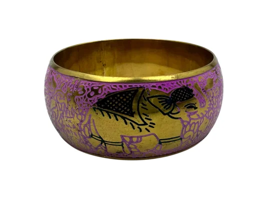 Браслет бронзовый с эмалью и гравировкой «Слоны» розовый (d-7.8 купить в интернет магазине подарков ПраздникШоп