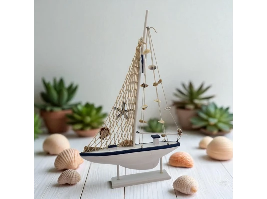 Модель парусника с ракушками на подставке (53×34×5.5 см ) купить в интернет магазине подарков ПраздникШоп