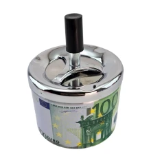 Пепельница с крышкой металлическая «100 Евро» (d-9.5 см h-12 см) купить в интернет магазине подарков ПраздникШоп