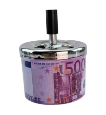 Пепельница с крышкой металлическая «500 Евро» (d-9.5 см h-12 см) купить в интернет магазине подарков ПраздникШоп