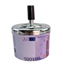 Пепельница с крышкой металлическая «500 Евро» (d-9.5 см h-12 см) купить в интернет магазине подарков ПраздникШоп