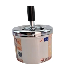 Пепельница с крышкой металлическая «50 Евро» (d-9.5 см h-12 см) купить в интернет магазине подарков ПраздникШоп