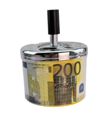 Пепельница с крышкой металлическая «200 Евро» (d-9.5 см h-12 см) купить в интернет магазине подарков ПраздникШоп