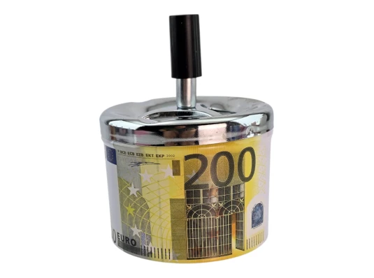 Пепельница с крышкой металлическая «200 Евро» (d-9.5 см h-12 см) купить в интернет магазине подарков ПраздникШоп