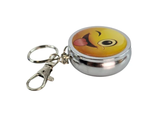 Пепельница-брелок карманная с рисунком металл «Смайлик» (d-5 h-1.7 см) купить в интернет магазине подарков ПраздникШоп