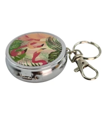 Пепельница-брелок карманная с рисунком металл «Фламинго» (d-5 h-1.7 см) купить в интернет магазине подарков ПраздникШоп