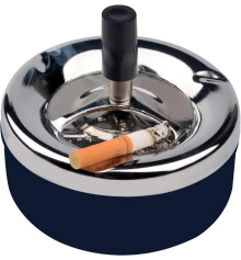 Пепельница с крышкой «Юла» темно синяя (d-8 см h-9 см) купить в интернет магазине подарков ПраздникШоп