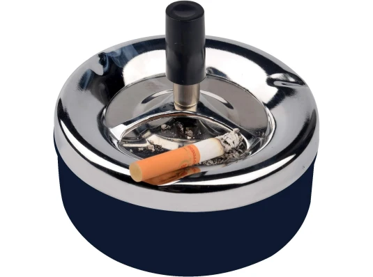 Пепельница с крышкой «Юла» темно синяя (d-8 см h-9 см) купить в интернет магазине подарков ПраздникШоп