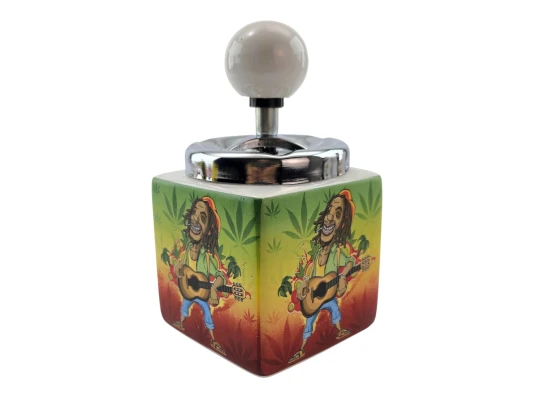 Пепельница с крышкой керамическая «Rasta-Reggae» (15×8.5×8.5 см) купить в интернет магазине подарков ПраздникШоп
