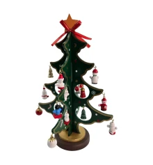 Елка настольная деревянная с подвесными игрушками (25×16×16 см) купить в интернет магазине подарков ПраздникШоп