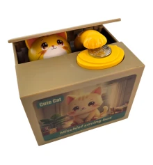 Интерактивная копилка «Котёнок» на батарейках (12×10×9 см) купить в интернет магазине подарков ПраздникШоп