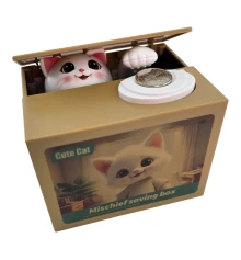 Интерактивная копилка «Котёнок» на батарейках (12×10×9 см) купить в интернет магазине подарков ПраздникШоп