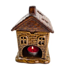 Аромалампа керамическая «Домик» коричневая (12.8×10×11 см) купить в интернет магазине подарков ПраздникШоп