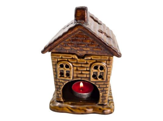 Аромалампа керамическая «Домик» коричневая (12.8×10×11 см) купить в интернет магазине подарков ПраздникШоп