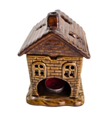 Аромалампа керамическая «Домик» коричневая (12.8×10×11 см) купить в интернет магазине подарков ПраздникШоп