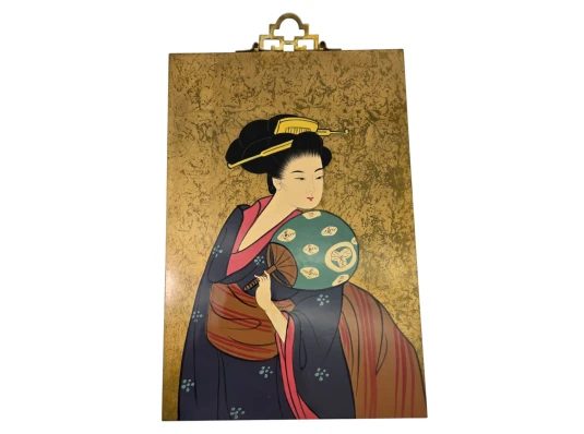 Картина «Гейша с круглым веером» (30×20×0.9 см) купить в интернет магазине подарков ПраздникШоп