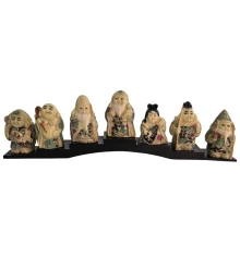 Нэцки «Семь богов счастья» — 7 штук на одной общей подставке купить в интернет магазине подарков ПраздникШоп